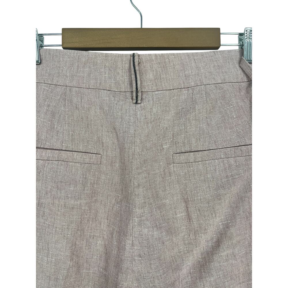 Brunello Cucinelli Relaxed Linen Pleated Cuffed Pants with Monili Chain Size 12 - Picture 10 of 10
